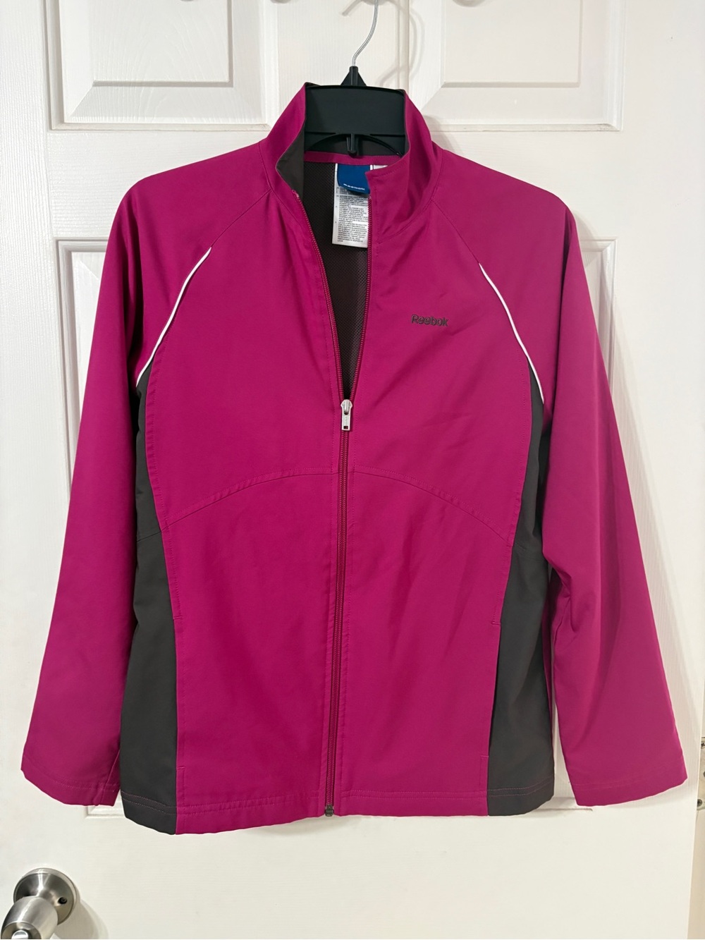 Reebok Women's Magenta and Dark Gray Full-Zip Utility Jacket